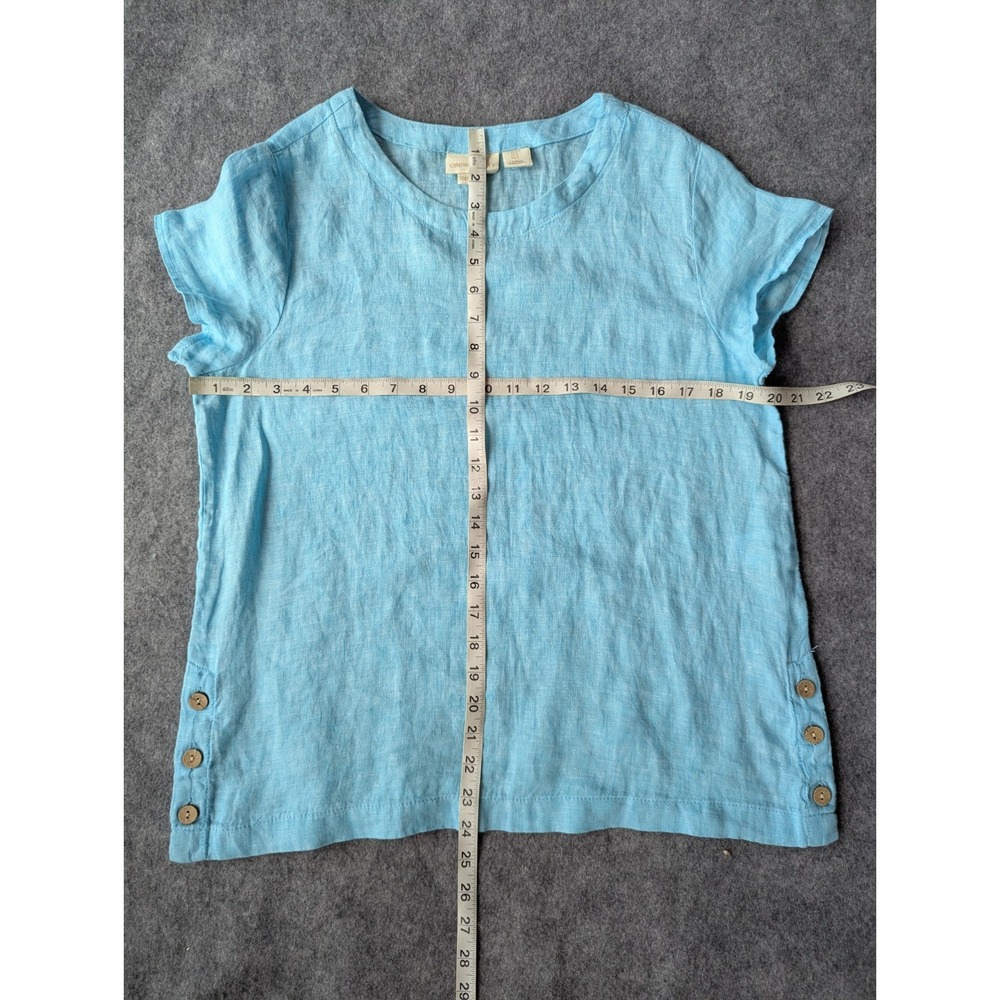 Cynthia Rowley Women's 100% Linen Blouse Top Sz S Blue Short Sleeve - Picture 5 of 5